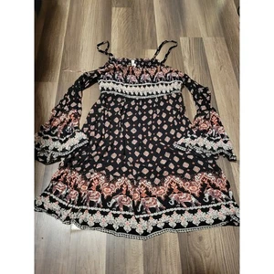 Live 4 Truth schulterfreies Minikleid schwarz Elefantenprint Gr. M - Bild 1 von 6