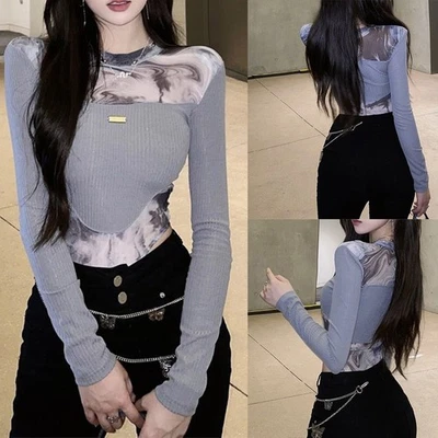 Contemporary Mesh Splicing Bodysuit Perfect for Spring and Autumn Wear - Image 1 of 4