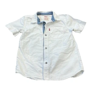 Levi’s Boys Button Front Shirt, White, Short Sleeves, Size 5-6 - Picture 1 of 5
