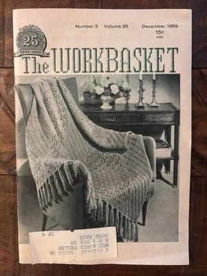 Vintage Dec. 1959 The Workbasket Magazine Volume 25 #3 W/ OG Transfer Designs - Image 1 of 4