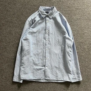 NWT Gap Blue White Striped Linen Cotton Long Sleeve Button Down Shirt Men’s M - Picture 1 of 10