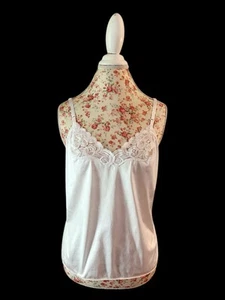 Vintage Vanity Fair White Camisole Floral Lace Trim Size 38/44 Lingerie Slip - Picture 1 of 5