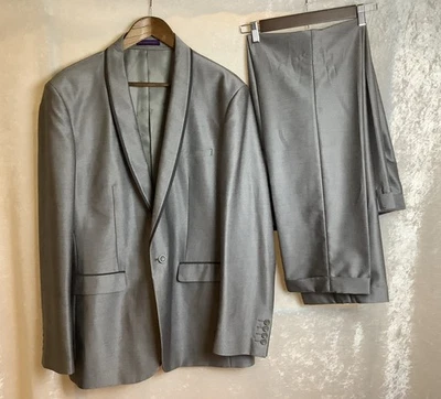 Vinci Mens Gray Suit Tuxedo 38L Designed In Italy 2 Piece Set Blazer Pants 38x33 - Image 1 of 4