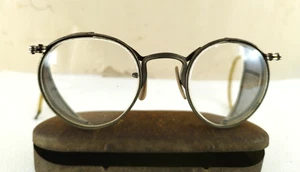 Antike um 1915 Saniglas runde Schutzbrille Brille Steampunk Drahtgeflecht WW1 WWI - Bild 1 von 9