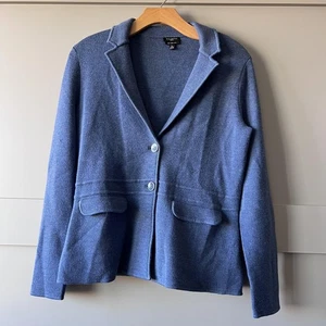 Talbots Petite Blazer Damen klein blau Merinowolle Strick Pullover Jacke 2 Knopf - Bild 1 von 13