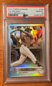 Topps 2022 cromo cal raleigh sepia refractor #149 novato radiocontrol PSA 10 - Imagen 1 de 2