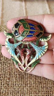 Vintage Finding Victorian Brass & Enamel Part Of Belt Buckle W/ Beetle As Is  - Image 1 of 4