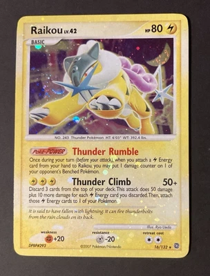 Raikou HOLO BLEED 16/132 - 2007 Pokemon Diamond & Pearl - Secret Wonders LP - Image 1 of 4