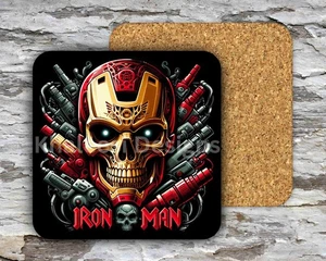 Exclusive MARVEL IRONMAN Superhero Skull 04 Hardboard MDF Square Coasters - Picture 1 of 4