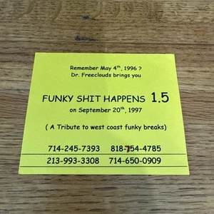 Vintage Dr Freeclouds Funky Sh*t Happens 1.5 1997 Concert Rave Trance Flyer - Picture 1 of 5