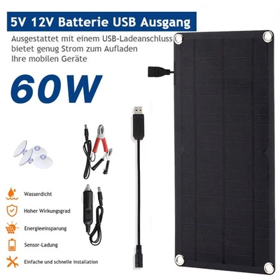 Solar Ladegerät 50W Solarpanel 12V Autobatterie Erhaltungsladegerät für Caravan - Bild 1 von 4