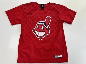 Vtg Adidas Cleveland Indians T-Shirt All over Baseball YOUTH L - Picture 1 of 2