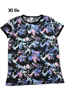 XL LuLaRoe Liv schwarz lila pink Batik weich wenig Stretch Baumwolle passt 16/18 - Bild 1 von 1