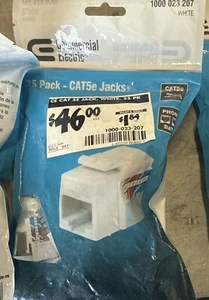 Kommerzielle elektrische Kategorie 5e Buchse - vergoldeter Kunststoff weiß (25er-Packung) - Bild 1 von 2