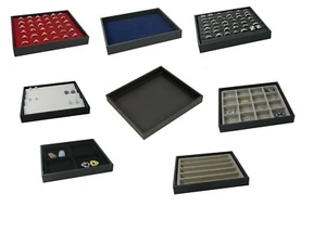 Jewellery Wooden Utility Tray with Black Leatherette Finish & Choice of Insert - Picture 1 of 72
