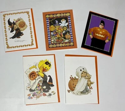 Vintage Lot of 5 Halloween Greeting Cards w/Envelopes - NEW - Trick or Treat - Image 1 of 4