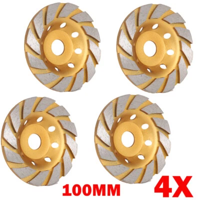4x 100mm 4 Inch Diamond Segment Grinding Disc Cup Wheel For Marble Concrete UK - Image 1 of 4