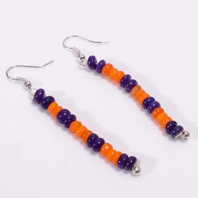 Pendientes lisos rondelle ópalo etíope naranja y azul de 18,95 quilates 2,6" A-3219 Foto 1 de 3