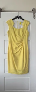 Vestido para mujer Calvin Klein talla 10 neón limón volantes plisado manga gorra elegante - Imagen 1 de 8