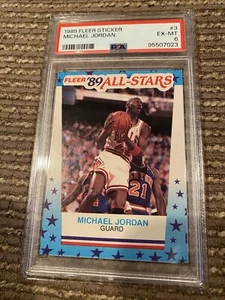 1989 FLEER STICKER #3 MICHAEL JORDAN PSA 6 - Picture 1 of 2
