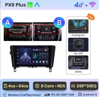 RADIO 2 DIN ANDROID PARA NISSAN QASHQAI J11 NAVI USB BLUETOOTH 4/64 CARPLAY - Imagen 1 de 4