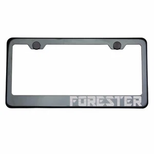 Titanium Gun Metal License Plate Frame FORESTER Laser Etched Metal Screw Cap - Picture 1 of 8