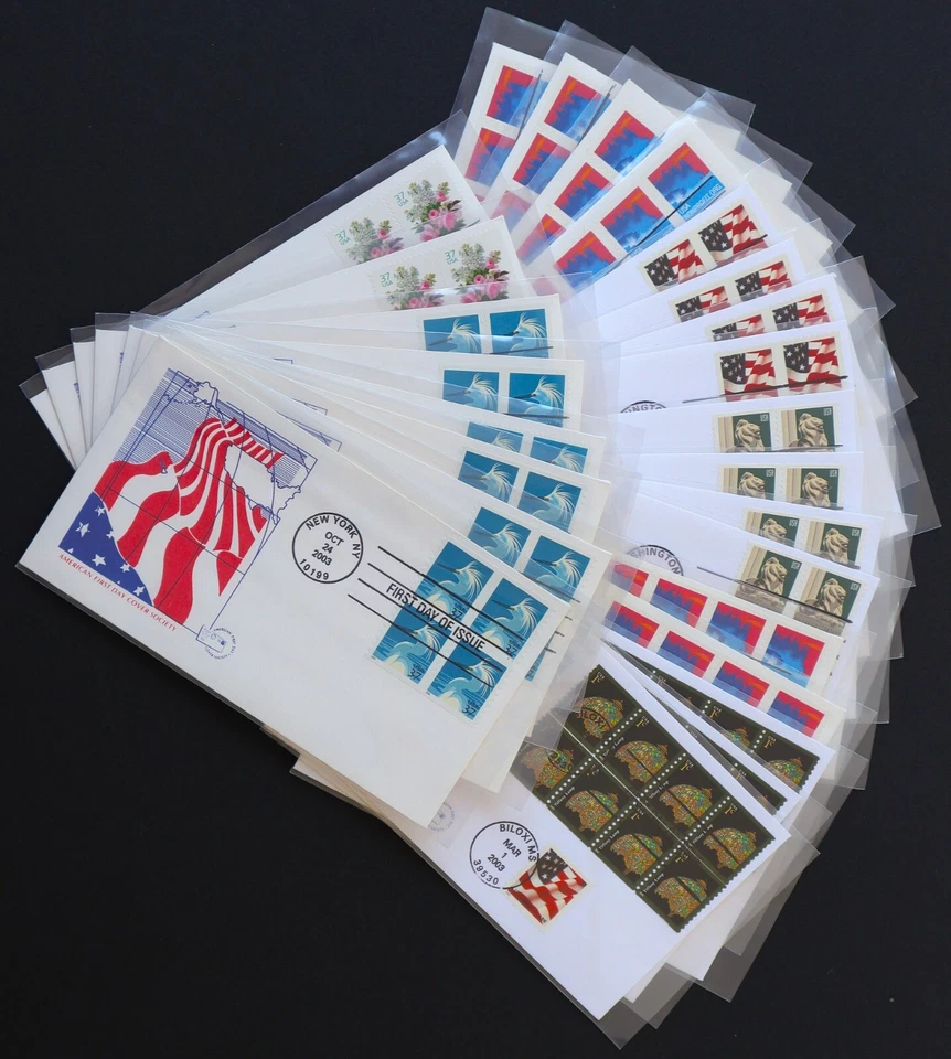 U.S. Used #3693/3836 Lot of 25 American FDC Society Covers All Blocks/Multiples - Image 1 of 1