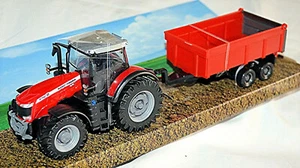 Massey Ferguson 8740 S + Dump Trailer Red Tractor Tug 1:50 - 13cm - Picture 1 of 5