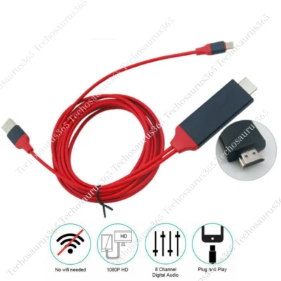 HDMI Mirroring AV Cable Phone to TV HDTV Adapter 1080P for iPhone 14 13 12 11 XR Foto 1 de 4