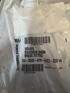 Set Of 5 W05499 Bulkhead Union, Brass Fitting,NEW - Picture 1 of 5