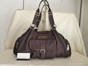 LANCASTER sac Toile et cuir  Marron multipoches doubles anses en parfait état - Picture 1 of 13