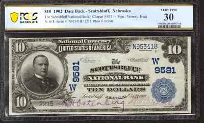 1902 $10 SCOTTSBLUFF NATIONAL BANKNOTE CURRENCY FR.618 NEBRASKA PCGS 30 VF (341B - Image 1 of 2