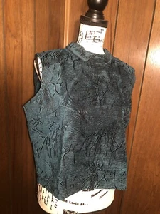 Mark Teal Mock Neck Boxy Cropped Blouse Top Women's XXL Sleeveless - Picture 1 of 9