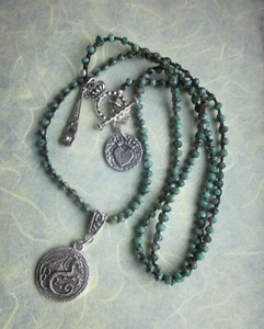 Dragon Charm Necklace Turquoise Green Granite sundance-like by Peasant Princess - Picture 1 of 13