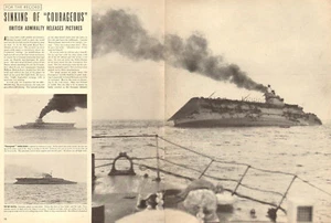 1940 WW 2 print article SINKING OF HMS COURAGEOUS Carrier sunk by U-Boat 062518 - Picture 1 of 1