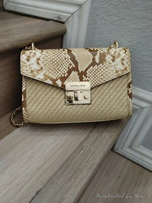 Michael Kors Straw Python Flap Shoulder Bag - Image 1 of 4