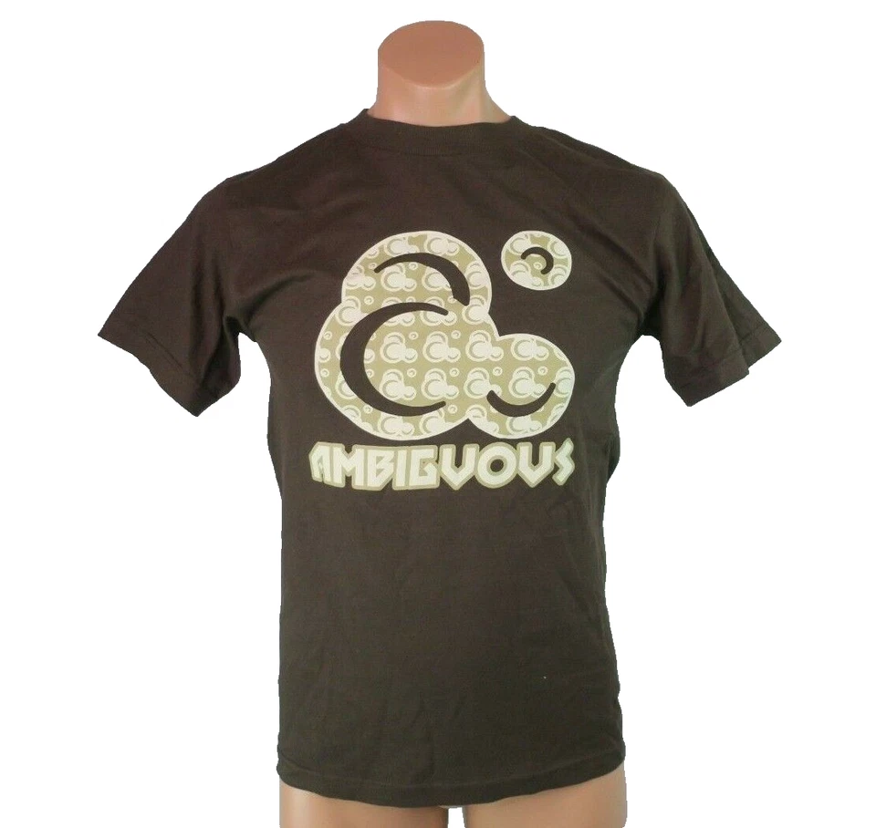 VTG 90s y2k Ambiguous Brown Logo Crew Neck Skate Shirt Size S Skateboarding - Image 1 of 4