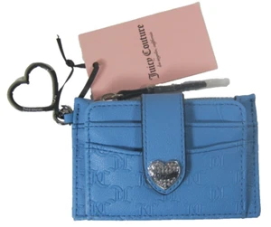 Juicy Couture Blue Heritage That Bling Tab Elongated Credit Card Wallet NWT - Picture 1 of 6