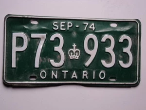1974 Ontario Canada Nummernschild P73 933 Can - Bild 1 von 1
