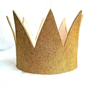Small Gold Crown Sparkle Child Size 15"- 16" Where the Wild Things Are Max kid - Picture 1 of 5