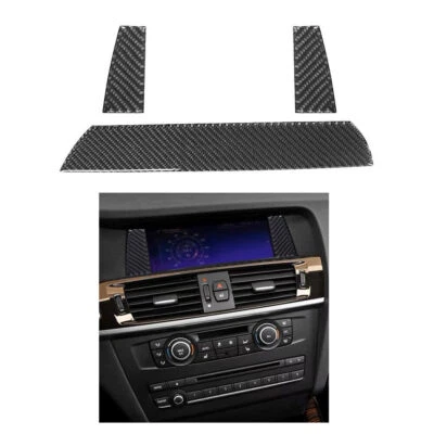 3PCs Carbon Fiber Central Display Cover Trim For BMW X3 F25 X4 F26 2011-2017  - Image 1 of 4