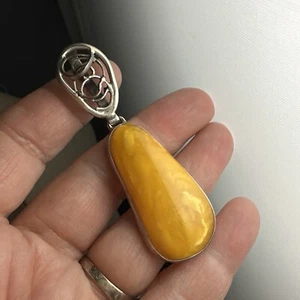 Sterling Silber Eigelb Butterscotch Bernstein Anhänger - Bild 1 von 7