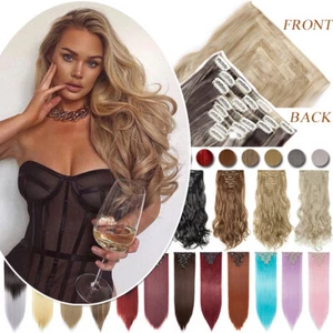 CLEARANCE 8PIECES Clip In 100% Real Hair Extensions Full Head as Human Hair US - Picture 1 of 65