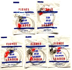 5 PAQUETES FISHEE Salmon Leaders 30 lb Prueba Doble Cuenta Roja Paquete de 2 unidades No. 101 - Imagen 1 de 15