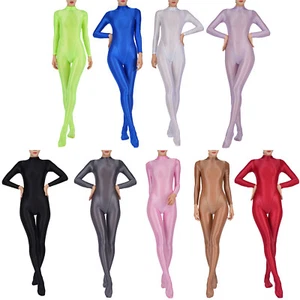 Oil Glossy Damen Bodystocking Einteiler Ganzbody Jumpsuits Sportwear - Bild 1 von 102