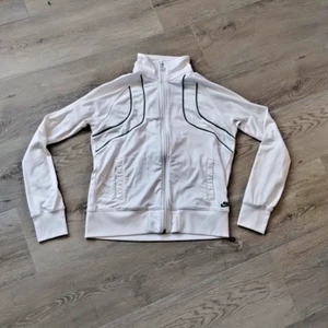 VINTAGE Nike Jacke M weiß grün Langarm Full Zip Pullover Athleisure Y2K - Bild 1 von 9
