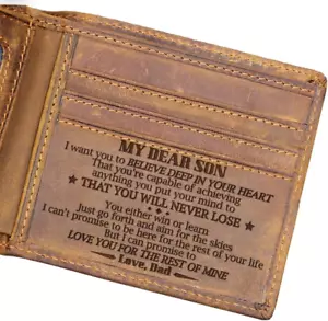 Christmas Birthday Gifts for Men, to My Son Wallet Gifts from Dad, Anniversary G - Picture 1 of 12