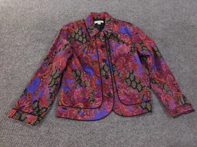 ColdWater Creek Jacket Medium purple floral button lined stretch cotton casual - Image 1 of 4