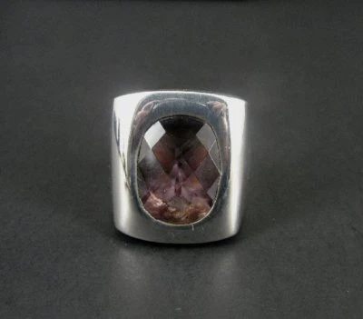 Кольцо из чистого аметиста фиолетовый граненый камень серебро размер 7,75 коренастый - Изображение 1 из 4