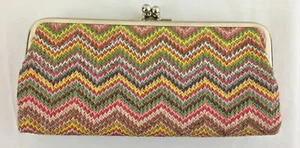 Multi-Color Zig Zag Stripe Fashion Double Compartment Clutch Purse  - Picture 1 of 6